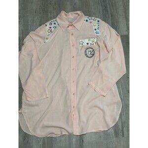 Women’s Cortigiani Designer  Button Front Shirt Pink LS Size 50 (14) Cotton